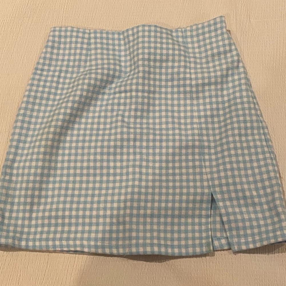 Girls light blue plaid mini skirt size M 7/8